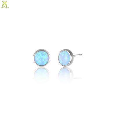 China Silver Minimalist Opal Gemstone Nature Earrings Gemstone Stud Earrings Stud Jewelry Sterling Silver for sale