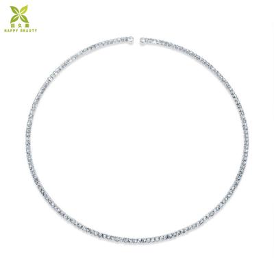 China Brass Fashion Rhinestone Metal Choker Silver Plated Crystal Necklace For Women for sale