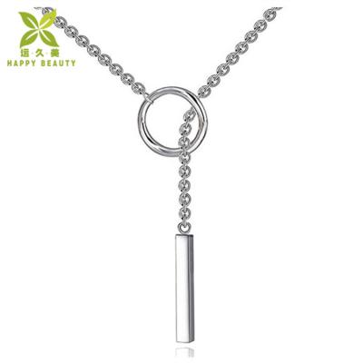 China Popular Sterling Silver Accessories Women Circle Cylindrical Y Necklace for sale