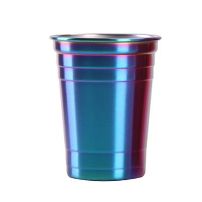 China New Custom Shaped Stylish Wholesale Classic/Postmodern Beer Can 16oz Steel Beer Pong Cups Soda Logo Printed Tumbler Cups Stainless Drinking Glasses for sale