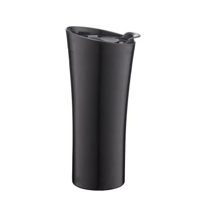 China 16oz Disposable Plastic Torch Shaped Double Cup Coffee Mug Tumbler Plastic Insulated Wall Cup With Lid for sale