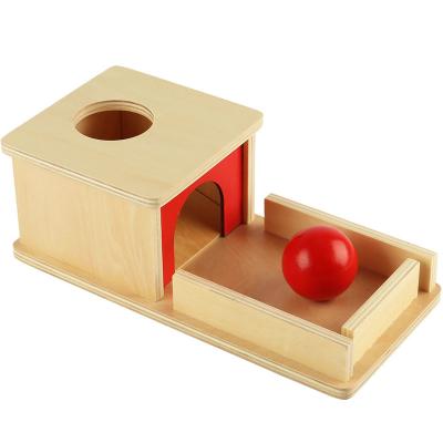 China Wholesaler Elite Montessori Object Permanence Wooden Hot Selling Popular Small Support Box with Tray and Wooden Ball Kids Toy for sale