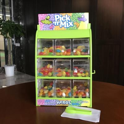 China New Popular Plastic Sets Color Green Candy Dispenser Red/Purple/Green Plastic Sweet Dispenser for sale