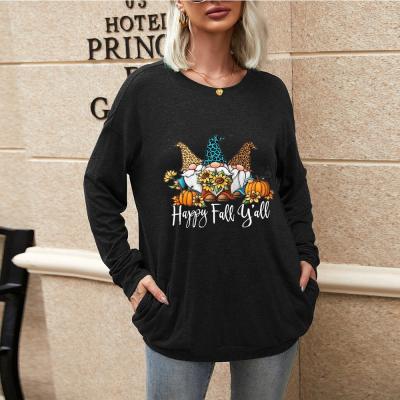 China T696 Others Other Free Shipping Sweatshirts Autumn Sweatshirts Happy Sunflower Pumpkins Thanksgiving Tops Womens Casual Long Sleeve Outfits for sale