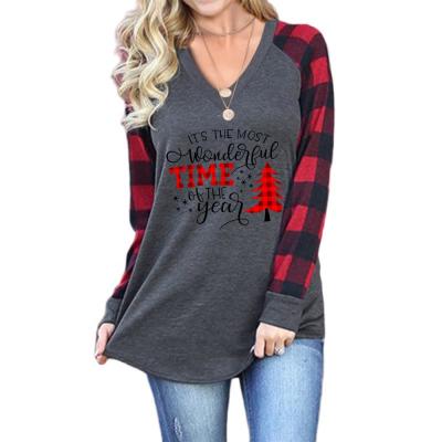 China Christmas Other Free Shipping Q179 Other Women Most Autumn Floral Ladies Letters Casual Long Sleeve Fashionable Long Sleeve Tops Tee Wonderful Slogan for sale