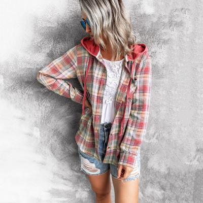 China Other Other Free Shipping Plaid Printing Hoodie Coat Women Autumn And Winter Clothes Long Sleeve Jackets Streetwear Loose Jacket Q152 for sale