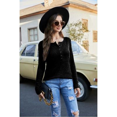 China Other T764 Winter Free Shipping Women Solid Breastedv Knitted Sweater Full Neck Single Casual Autumn Long Sleeve Slim Sweater for sale