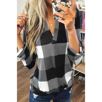 China Free Shipping Other Blouses Q132 Cotton Women Long Sleeve Plaid Casual Shirt Women Slim Jacket Shirt Tops for sale