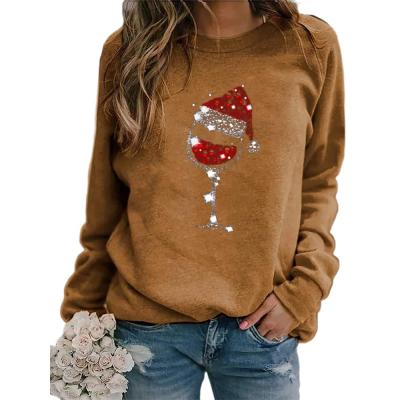 China Q172 New Arrival Fashion Women's Other Other Free Shipping Christmas Print O-neck Long Sleeve Pullover Top Loose Sweatshirt for sale