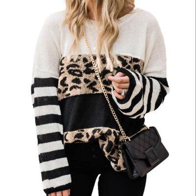 China The Other Other Free Shipping Autumn Pullovers Womens Long Sleeve Loose T-shirt Ladies Casual Tops O102 Leopard patchwork T-shirt for sale