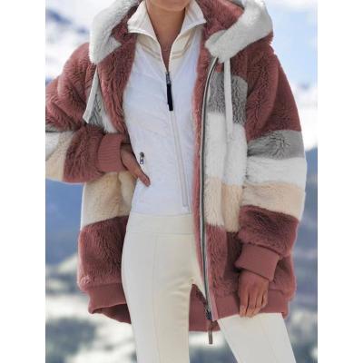 China Free Shipping Other Other T744 Plus Size Womens Winter Coat Oversized Fashion Casual Quilting Plaid Clothes Zipper Hooded Ladies Lamb for sale