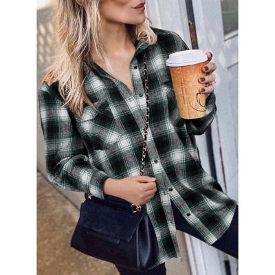 China Free Shipping Other Oversized Q190 Autumn Street Plaid Flannel Female Shirt Vintage Blouse Shirts For Women Casual Tops for sale