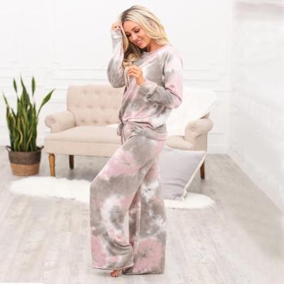 China Other Other Free Shipping T13 Autumn Winter Sports Suit Casual 2021 Link Dye Printed Long Sleeve Sweater O-Neck Pajamas+Straight Pants for sale