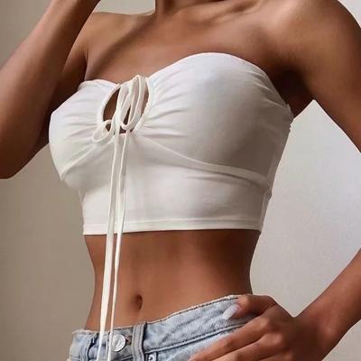 China 2021 Solid Color Stretch Self Cultivation Multi-Purpose Viable Method Wrapped Chest Vest Women Halterneck Tube Top Lace Up for sale