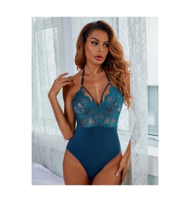 China Polyester Customized Plus Size Sexy Blue Siamese Sexy Lingerie Ladies Transparent Underwear for sale