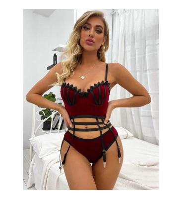 China Sexy Hollow One-Piece Criss-Cross Erotic Bra Costume Fun Polyester Ladies Lingerie Sexy Lingerie for sale