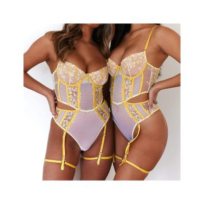 China Sexy design ladies heavy industry underwear polyester suspender jumpsuit lace lingerie for sale