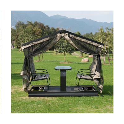 China Modern Outdoor Leisure Garden Style Glider Mesh 4 Seater Alu Swing Chair With Canopy for sale