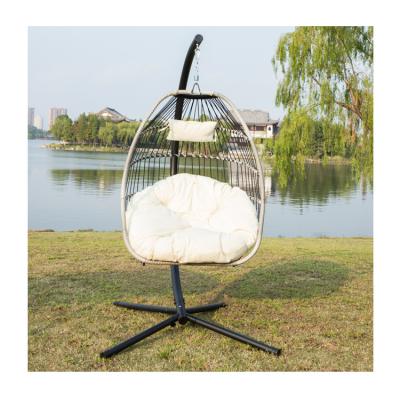 China Modern Factory Price Cheap Egg Chairs Outdoor Double Patio Rattan Swing Egg Hanging Chair With Stand for sale