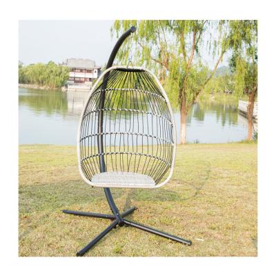 China Modern Cheap Custom Outdoor Garden Rattan Chair Egg Shape Furniture Egg Shape Patio Wicker Swing Chair for sale