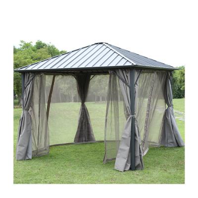 China POLY BBQ Garden Hardtop Tent Roman Gazebos With Bug Net Outdoor Gazebos Cheap Aluminum Manufacture for sale