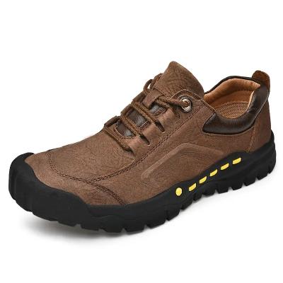 China Steel Toe Outdoor Athletic Shoes For Men Sports Shoes Lace Up Style Solid Color Genuine Leather Anti-collision Toe for sale