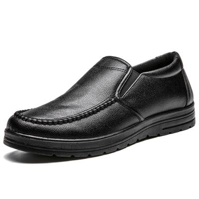 China Fashion Trend Leisure Slip On Style PU Leather Round Toe Flat Loafers With Double Elastic Band For Men for sale