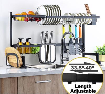 China New Arrival Viable Kitchen Storage Racks Over Sink Dish Rack Width Adjustable Shelf Adjustable Dish Rack for sale