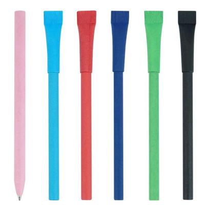 China Biro Normal Biodegradable Black And Blue Rolling Recycled Eco Friendly Kraft Paper Hot Stamping Ballpoint Pen For Promotion for sale