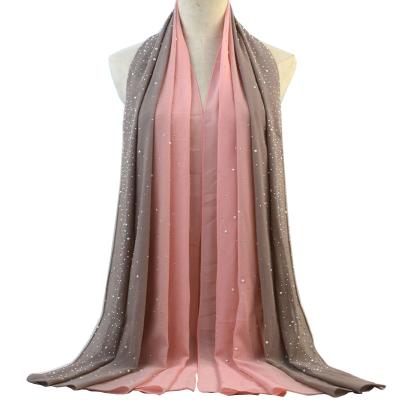 China Muslim Scarf with Diamond Gradient Shawl Scarf with Gold Silk Thread and Fringe Daily All-match Diamond Scarf for sale