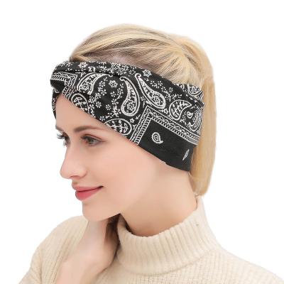 China Bandanna Cashew Flower Printed Flower Printed Designer Wholesale Hot Sale Workout Headbands Bohemia Cashew Bandanna Headband For Women And Girl for sale