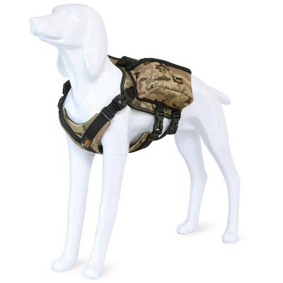 China Reflective Camouflage Adjustable Breathable Dog Raising Pet Harness Backpack Dog Saddle Traveling Bag With Leash for sale