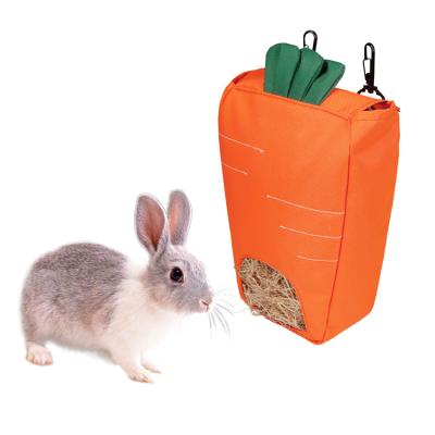 China Viable Shape Oxford Carrot Waterproof Inside Hanging Rabbit Grass Storage Pouch Driver Holder Container Small Hay Bag for sale