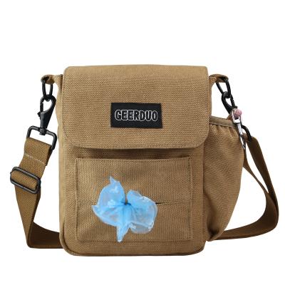 China Sustainable Custom High Quality Outdoor Portable Adjustable Small Canvas Dog Treat Bags For Walking Traveling for sale