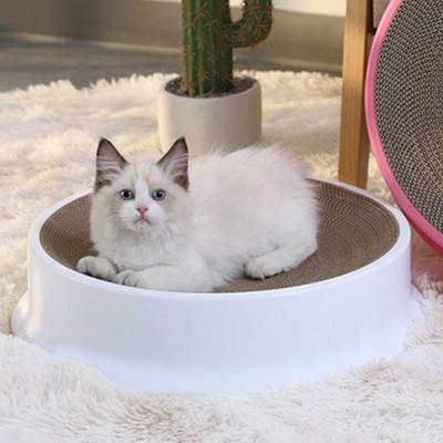 China Sustainable Wholesale Eco-friendly Round Double Sided Round Cat Scratching Corrugated Cardboard Pad for sale