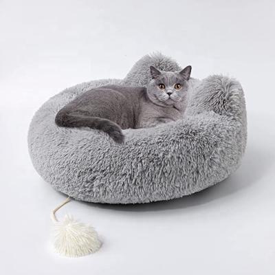 China Removable Washable Anti-Slip Pleasant Comfortable Soft Breathable Around Plush Cat Bed With Pet Ball Toys for sale