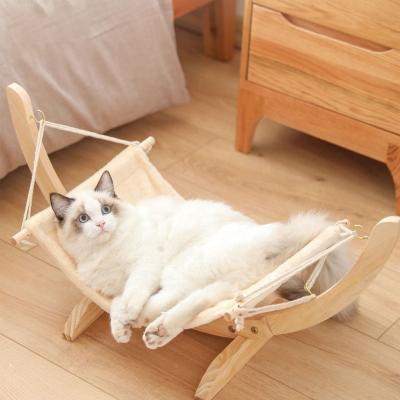 China Washable Dismountable Luxury Hammock Cat Bed Removable Cover Comfortable Anti-scratch Solid Wood Sleeping Swing for sale