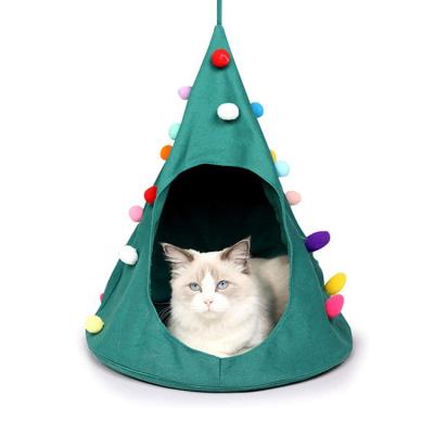 China Cozy Breathable Festival Christmas Tent Shape Crib Pet Hanging Cat Bed Hammock For Kitten Puppy for sale