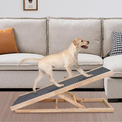 China Amazon New Removable Pet Products Wooden Adjustable Cover Pet Folding Dog Ramp Stairs for Home and Car for sale