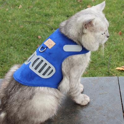 China Soft Suede Padded Cat Harness Adjustable Reflective Breathable Medium Small Dog Vest And Leash For Walking for sale