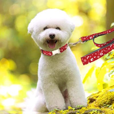 China Anti-lost Fashionable Personalized Soft Green Metal Cat Christmas Dog Collar With Pet Cotton DETACHED Strap Custom Buckle for sale