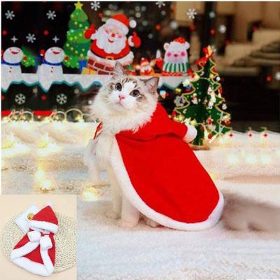 China Sustainable Winter Warm Velvet Turned Funny Dog Hooded Coat Cat Costume Christmas Dress Pet Clothes With Hat for sale