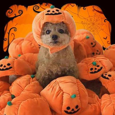 China Winter Halloween Costume Accessories Party Props Pumpkin Stocked Adjustable Pet Hat For Small And Medium Dogs for sale