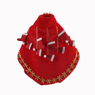 China Viable Soft Warm Breathable Princess Dress Christmas Dog Cosplay Sweater Design Costume Pet Coat Princess Clothes With Red Stocking Dangling for sale