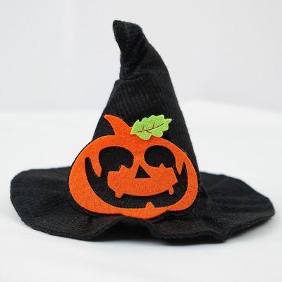 China New Cosplay Amazon Fashion Adjustable Viable Lovely Halloween Pet Magician Hat With Pumpkin Design for sale