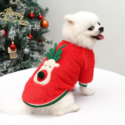 China Comfortable Luxury Stocked New Style Plus Velvet Round Neck Sweater Christmas Pet Clothes In Autumn Winter for sale