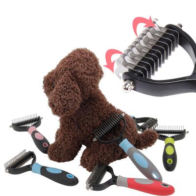 China Wholesale Multicolor Double Side Stocked Stainless Steel Pet Knot Flexible Comb With Screw Attachment for sale