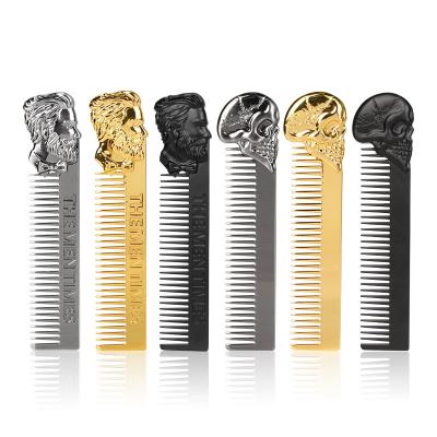 China Anti-static Men's Hair Styling Oil Comb Stainless Steel Wide Tooth Metal Beard Portable Beard Hair Comb for sale