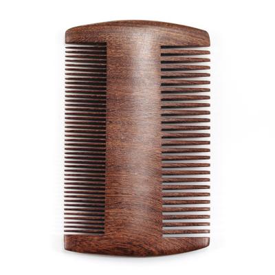 China Comfortable Customized High Quality Logo Double Sided Sandalwood Beard Comb For Men for sale