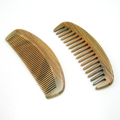 China Custom Private Label 100% Handmade Green Sandalwood Beard Comb Hair Comb Comfortable for sale